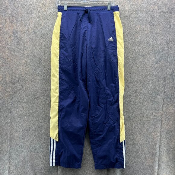 Adidas Sweatpants Men Large Blue Yellow Polyester Vintage Straight Trefoil 90s - Picture 1 of 15